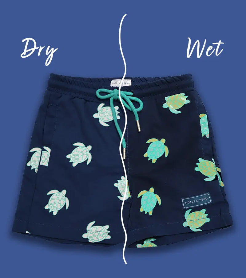Color Changing Turtle Swim Trunks www.hollyandbeau.com