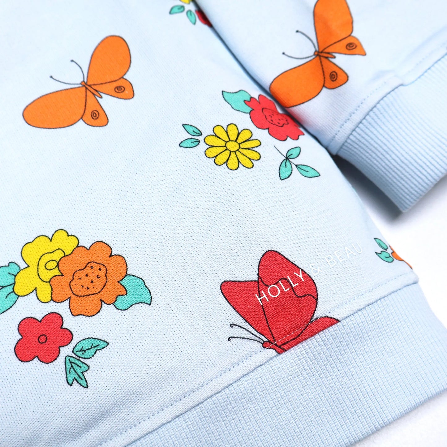 Organic Cotton Butterfly and Flower Sweatshirt Hollyandbeauu