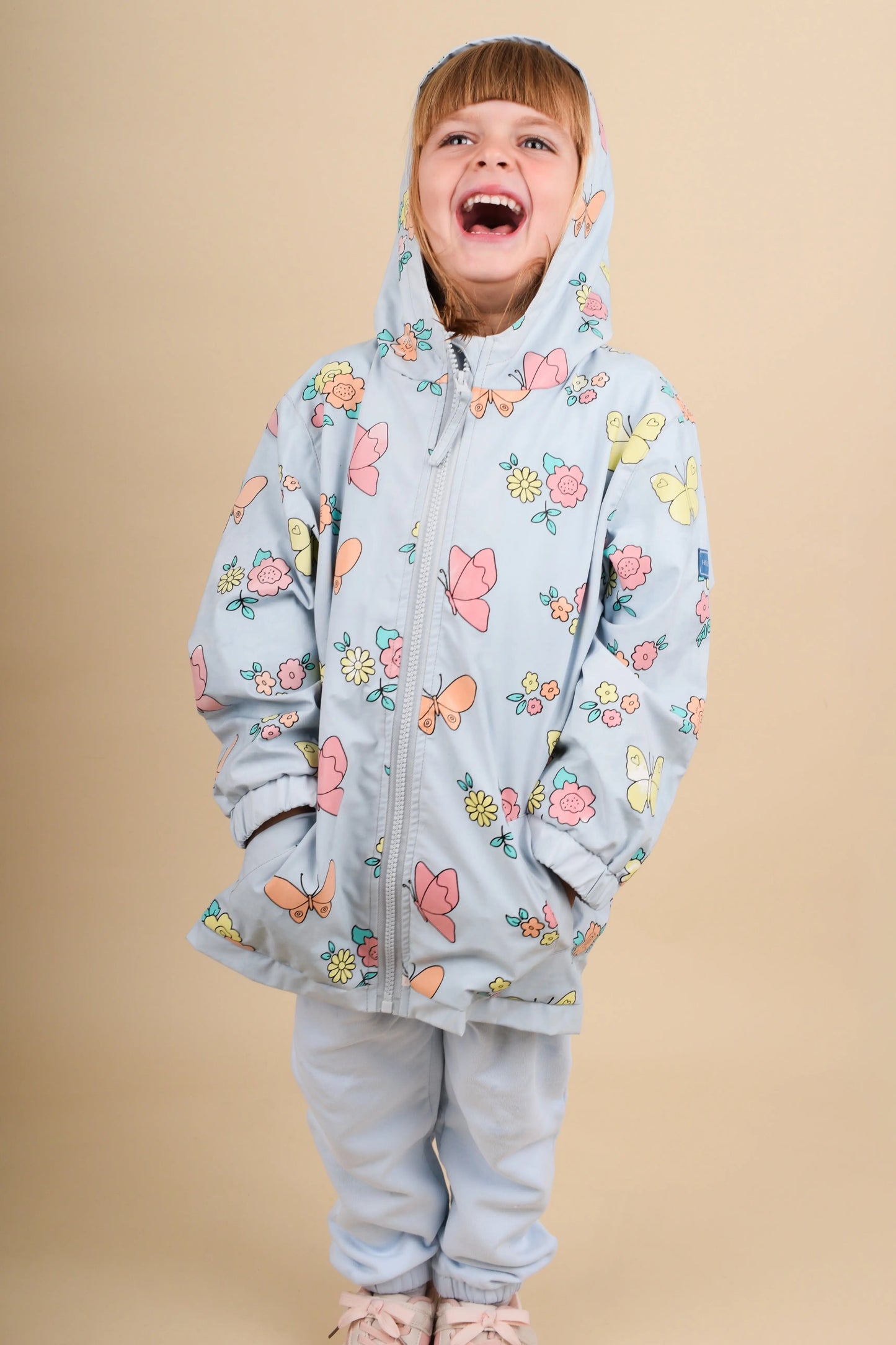 Butterfly Flower Color Changing Kids Raincoat