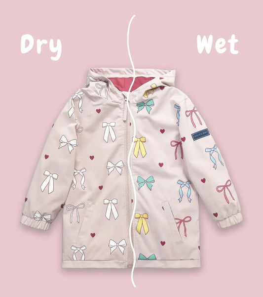 Hearts & Bows Color Changing Kids Raincoat Hollyandbeauu