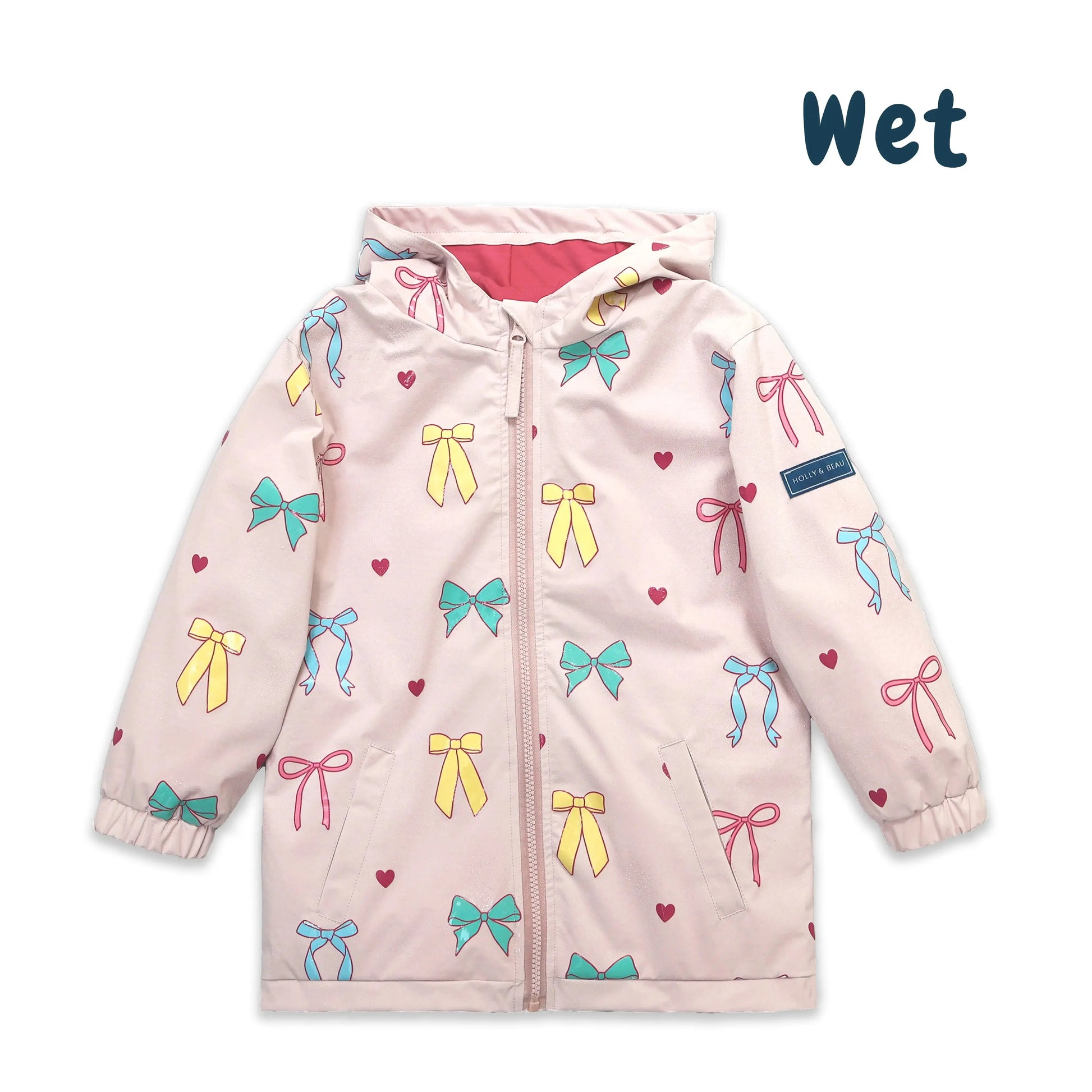 Hearts & Bows Color Changing Kids Raincoat Hollyandbeauu