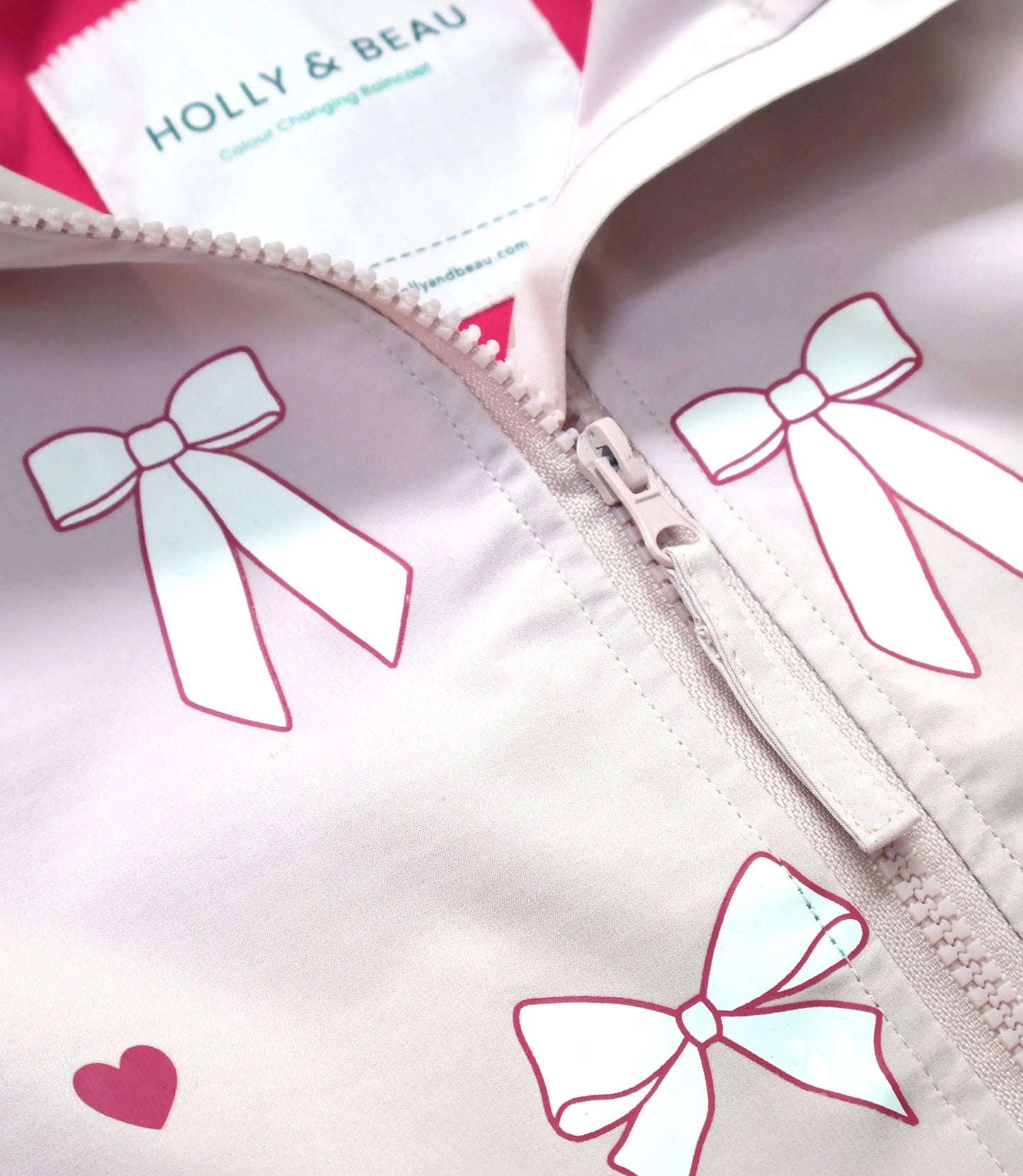 Hearts & Bows Color Changing Kids Raincoat Hollyandbeauu