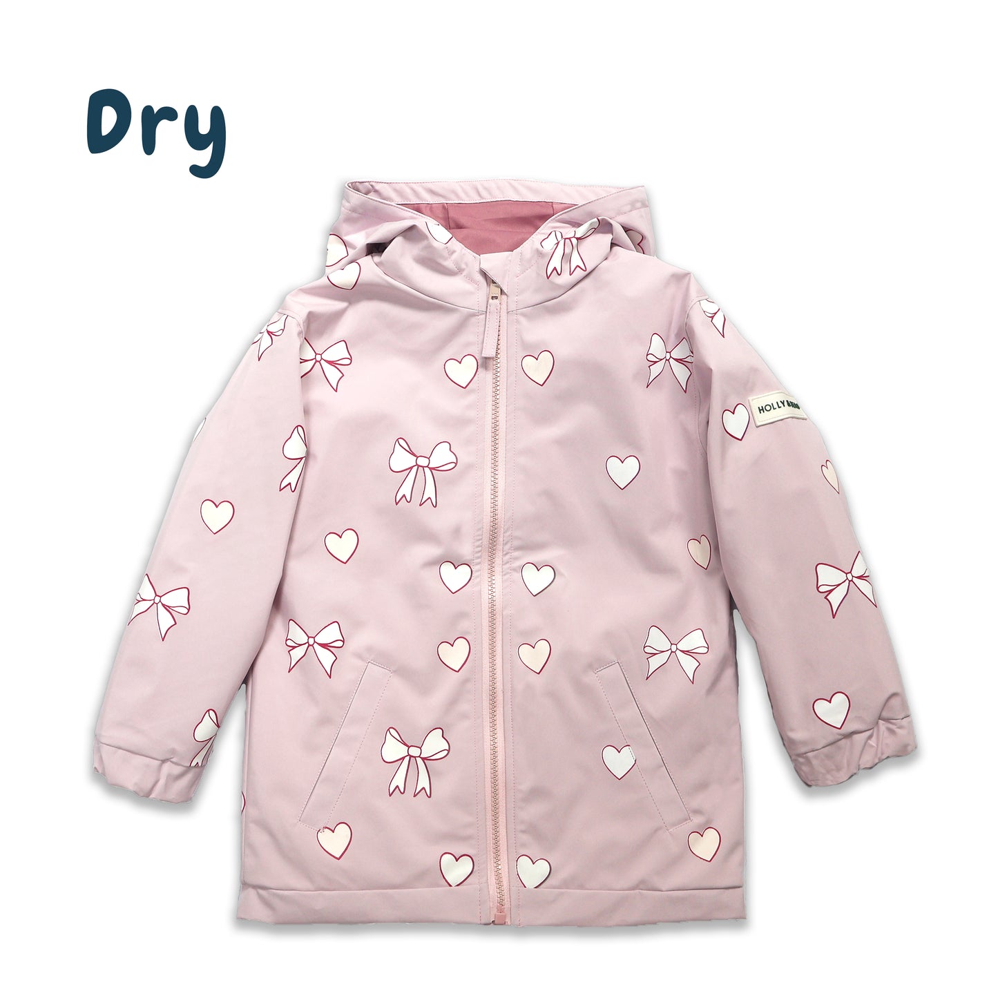 Hearts & Bows Color Changing Kids Raincoat