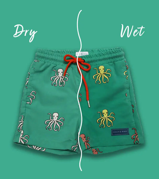 Octopus Color Changing Swim Trunks www.hollyandbeau.com