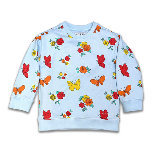 Organic Cotton Butterfly and Flower Sweatshirt Hollyandbeauu