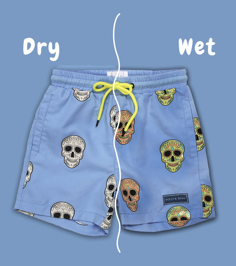 Skulls Color Changing Boys Swim Trunks