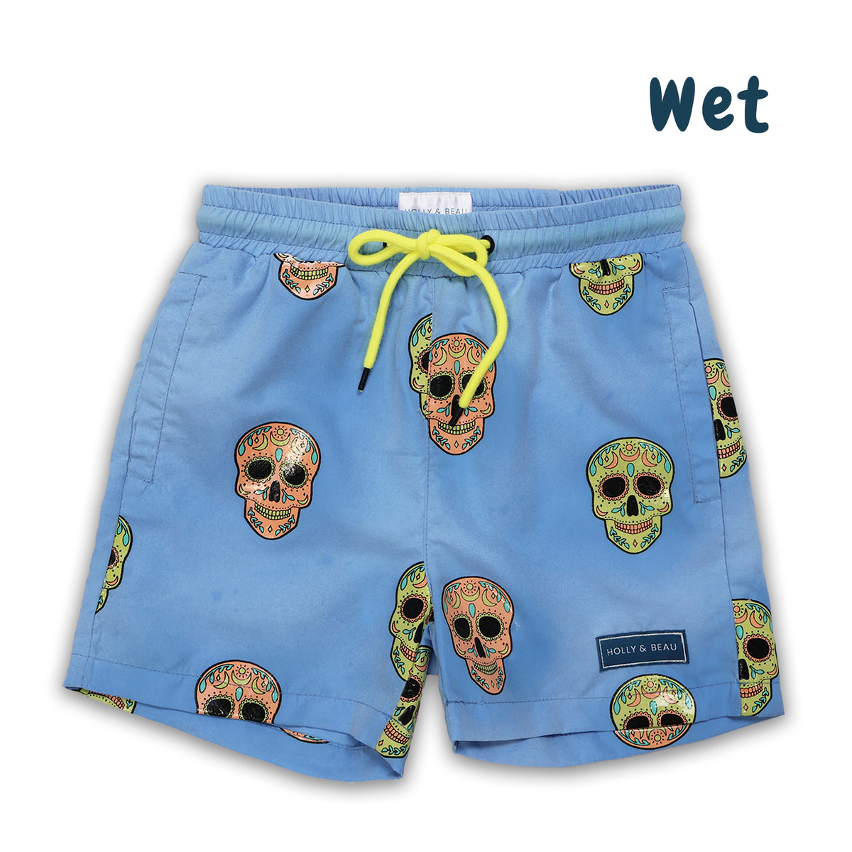 Skulls Color Changing Boys Swim Trunks