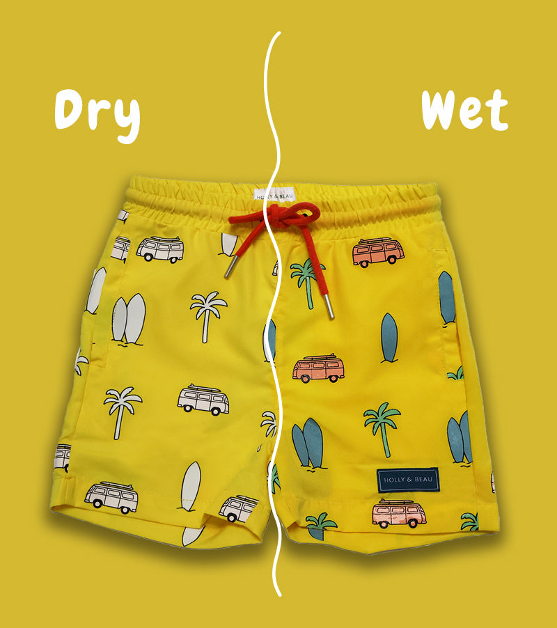 Color Changing Surfboard Swim Trunks