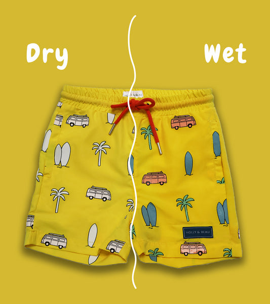 Color Changing Surfboard Swim Trunks