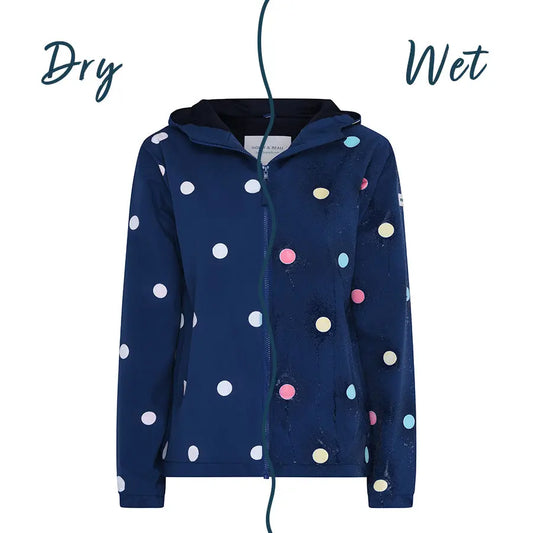 Womens Polka Dot Color Changing Raincoat www.hollyandbeau.com