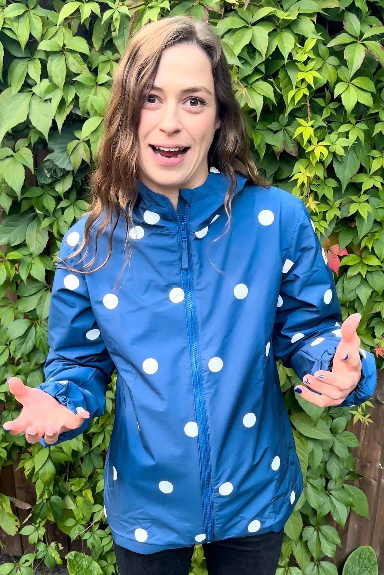 Womens Polka Dot Color Changing Raincoat www.hollyandbeau.com
