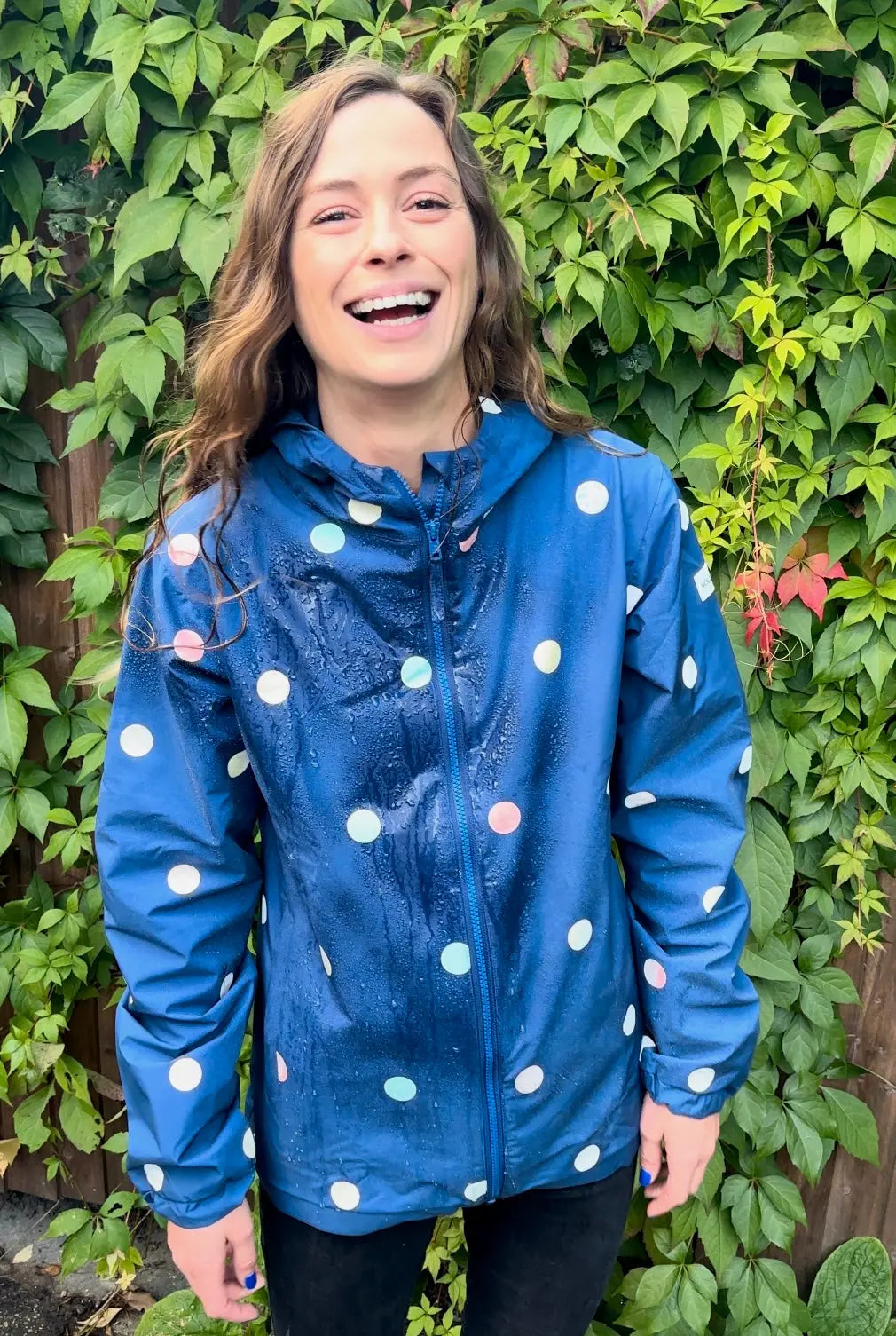 Womens Polka Dot Color Changing Raincoat www.hollyandbeau.com